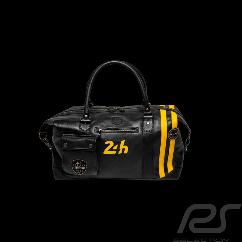 Large 24h Le Mans Bag 1959 Leather 48h Gaston Black 27267-3046