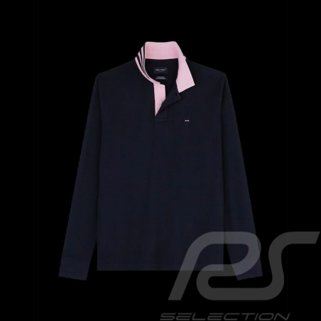 Eden Park Poloshirt Langarmshirt Pima-Bauwolle Marineblau / Rosa PPKNIPLE0006-BLF - herren