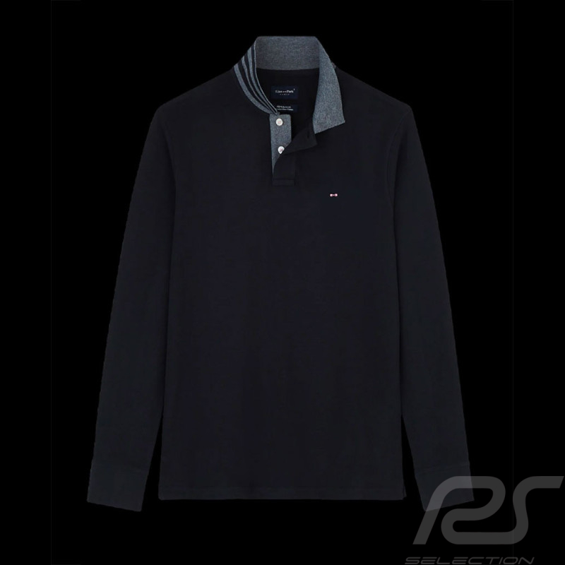 Polo Eden Park Manches Longues Coton Pima Noir / Gris PPKNIPLE0006-NO - homme