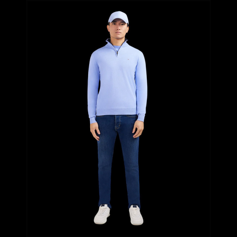 Pull col zippé en laine et coton Bleu Eden park - Homme