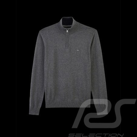 Eden Park Sweater Zipped Neck Grey Melange Cotton PPKNIPUE0022-GRF - men