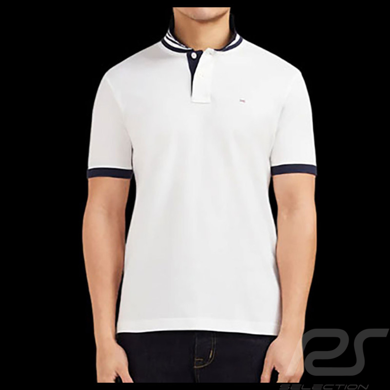 Eden Park Polo Shirt Cotton Pima contrasted White / Navy Blue PPKNIPCE0007- BC - men
