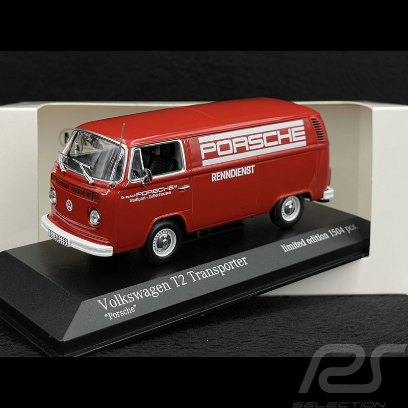 Volkswagen Bulli T2 Van "Porsche Renndienst" 1972 Rot 1/43 Minichamps 943053064