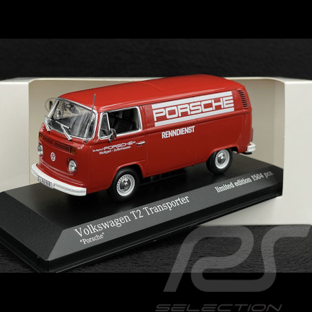 Volkswagen Transporter T2 Van "Porsche Renndienst" 1972 Red 1/43 Minichamps 943053064
