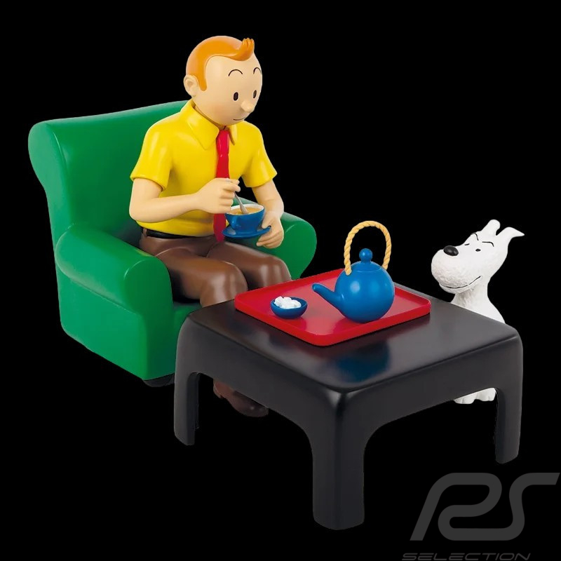 Figurine Tintin prenant le thé - Le Lotus Bleu Résine 35 cm 47002