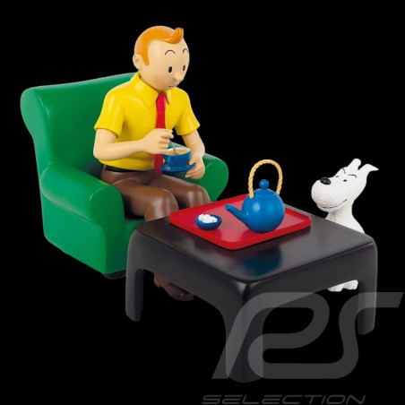 Figurine Tintin prenant le thé - Le Lotus Bleu Résine 35 cm 47002