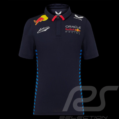 Red Bull Racing Poloshirt F1 Team Max Verstappen Signature Marineblau TJ5885-190 - Kinder