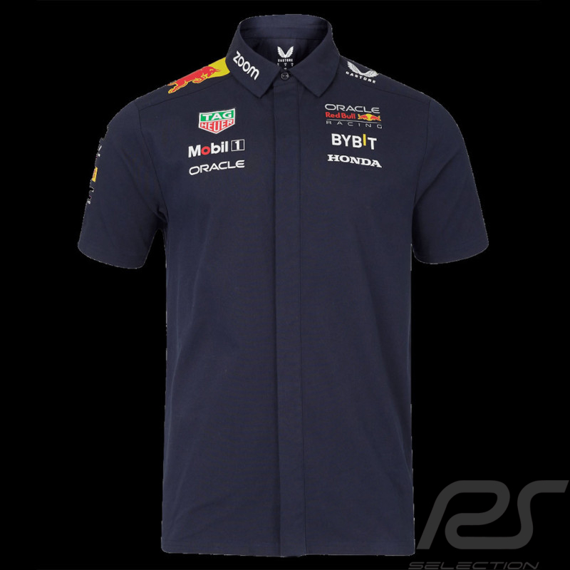 Red Bull Racing Hemd kurze Ärmel F1 Team Verstappen Perez Marineblau TM5317-190 - Herren