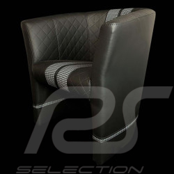 Tub chair Racing Inside black / white / pépita fabric