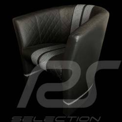 Tub chair Racing Inside black / white / pépita fabric