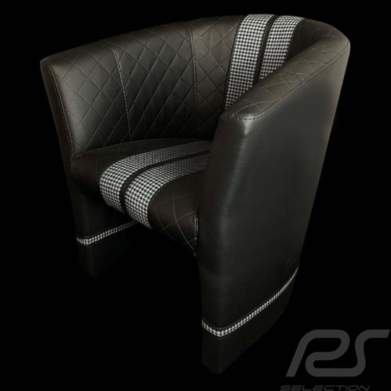 Fauteuil cabriolet Racing Inside noir / blanc / tissu pépita