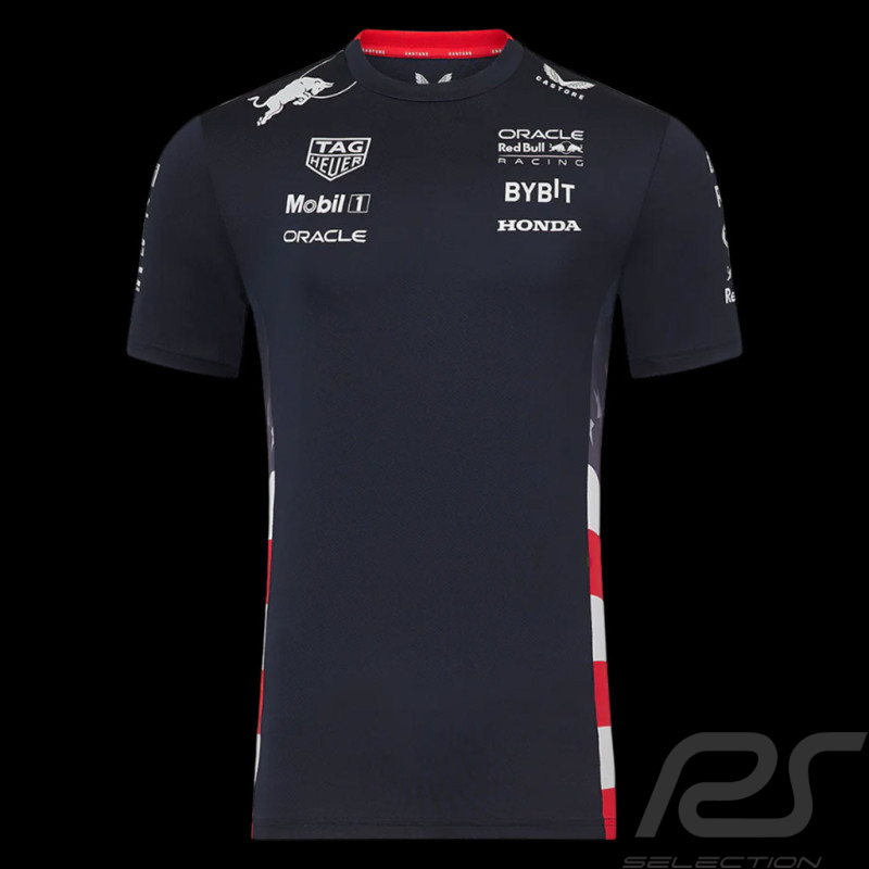 Red Bull Racing T-shirt F1 America race Verstappen Perez Marineblau TM5971-190 - Herren
