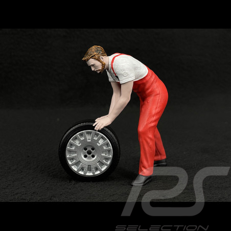 Figurine homme mécanicien avec roue Diorama 1/18 Premium 18026