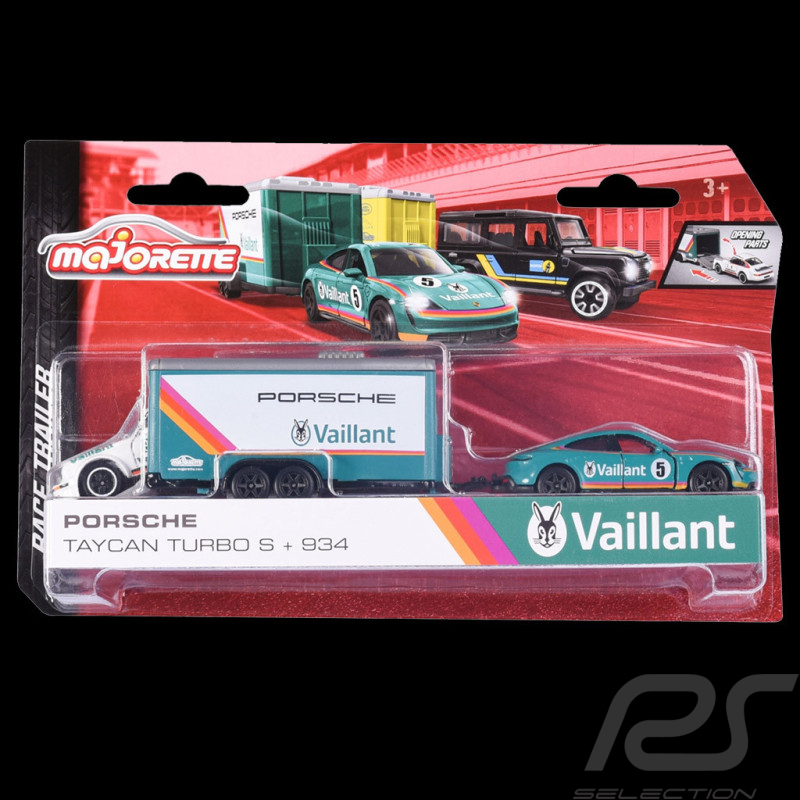 Ensemble Porsche Vaillant Kremer Race trailer 1/59 Majorette 212053111