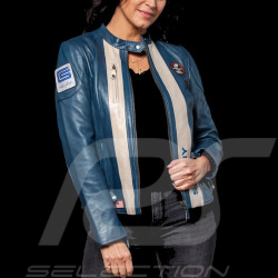 Veste cuir Carroll Shelby Cobra 98 Racing Bleu Royal 27425-0012 - femme