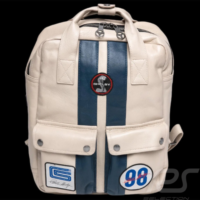 Leather Backpack Carroll Shelby Cobra 98 GT40 Beige ecru 27426-2001