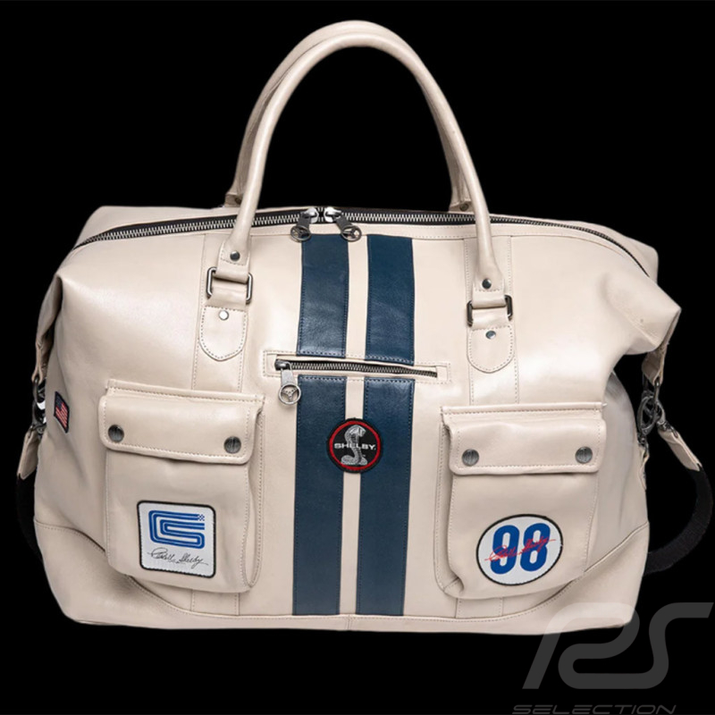 Très grand sac Cuir Carroll Shelby Cobra 98 GT500 Weekender 72h Beige écru 27428-2001