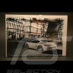 Carte postale métallique Porsche Cayman S blanc
