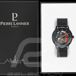 Pierre Lannier Automatikuhr Paddock Hergestellt in Frankreich Metallarmband Schwarz / Orange 338A459