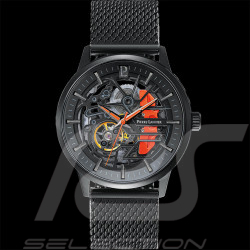 Pierre Lannier Automatic Watch Paddock Made in France Metal bracelet Black / Orange 338A459