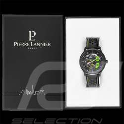 Montre automatique Pierre Lannier Paddock Fabriqué en France Bracelet Cuir Noir / Vert acide 338A459