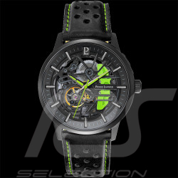 Pierre Lannier Automatic Watch Paddock Made in France Leather bracelet Black / Acid green 338A459