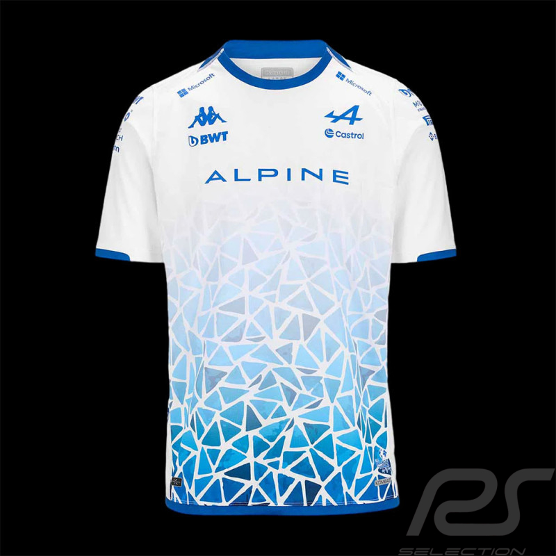 Alpine T-shirt F1 Team Barcelona GP Ocon Gasly White / Royal Blue Kappa 361W41W-A06 - men