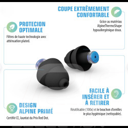 Bouchons d'oreilles 24h Le Mans® Racing Pro Réutilisables Alpine Hearing