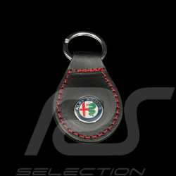 Alfa Romeo Keyring Black Leather Red Stitching