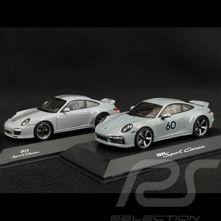 Duo Porsche 911 Sport Classic Type 992 2022 & Type 997 2010 Sport Grey Metallic 1/43 Spark WAP0200100PSCG / WAP0200110RSCL
