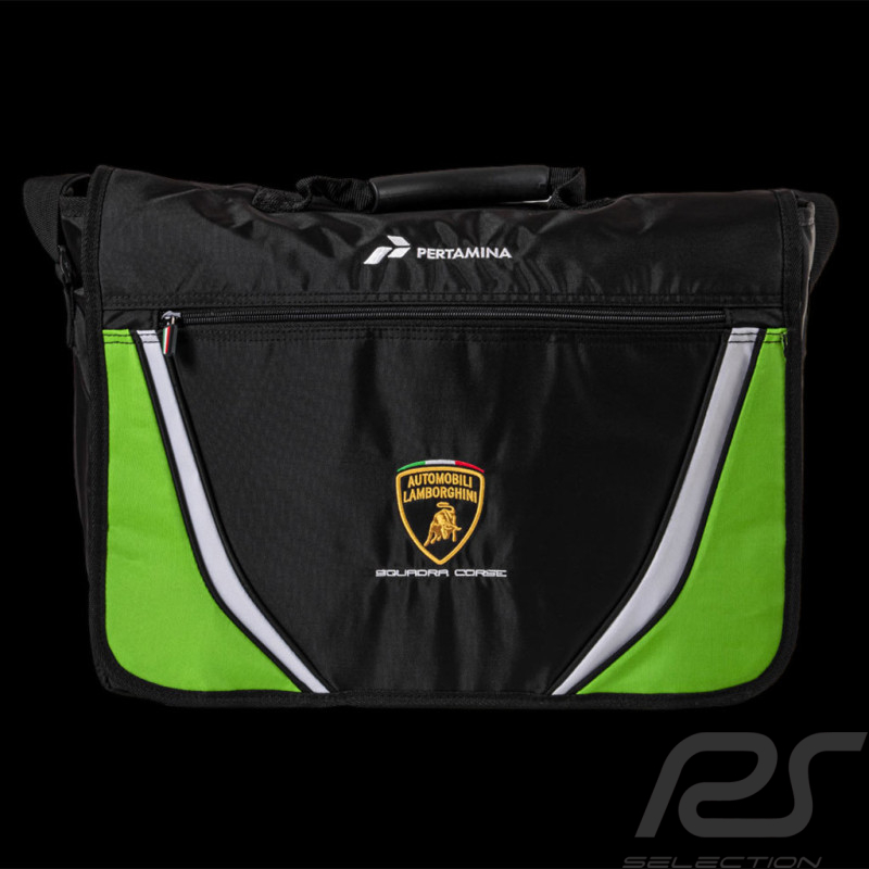Sac Lamborghini Messenger Squadra Corse Toile Noir / Vert LCUSB283504