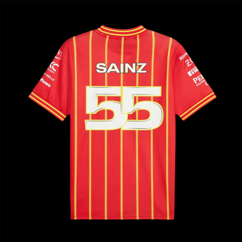 Scuderia Ferrari - Maglietta collezione ufficiale Formula 1, Merchandise 2022, t-shirt del team Carlos Sainz 2022, Colore: rosso, M