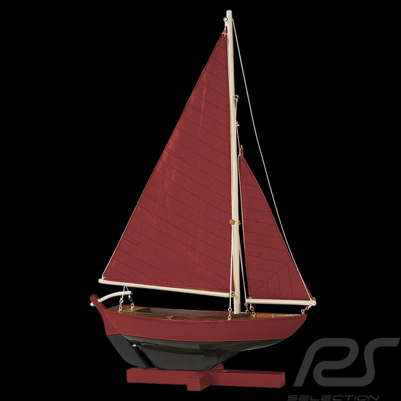 Boat - Sailing dinghie Red Sail 26 cm Wood
