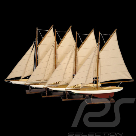 Boat - 4 Models Set - Pond Yachts 20 cm Wood