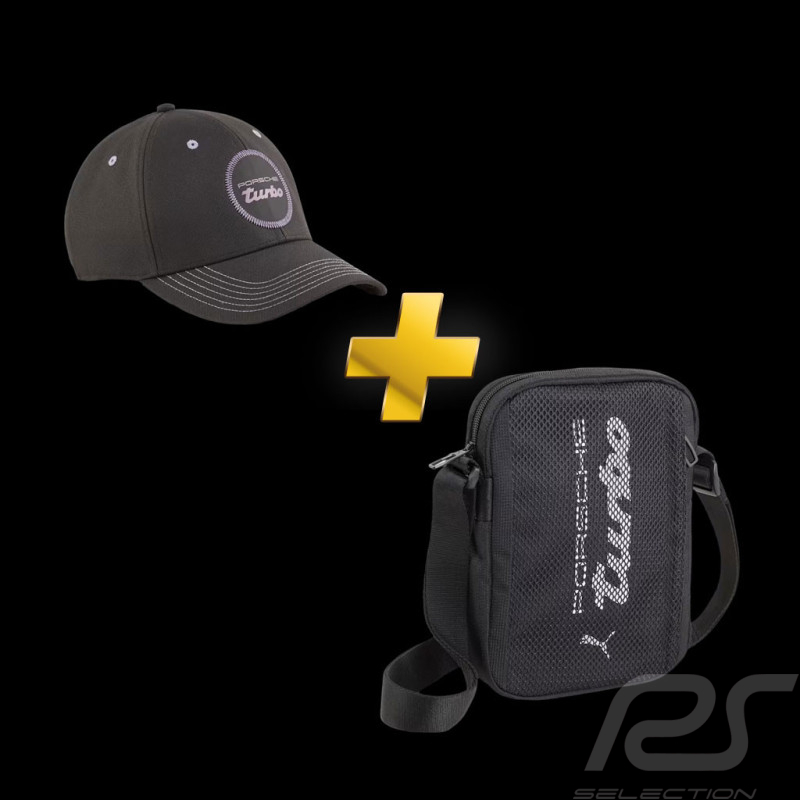 Duo Porsche Cap + Umhängetasche Turbo Puma Schwarz