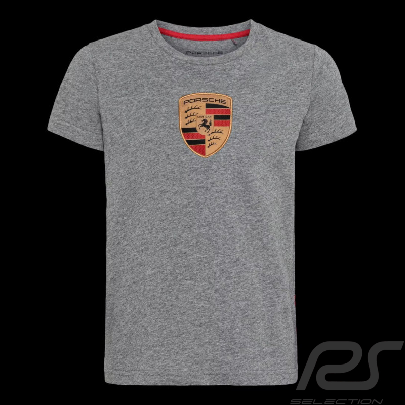 T-Shirt enfant Porsche Ecusson Gris Mélange WAP206RESS