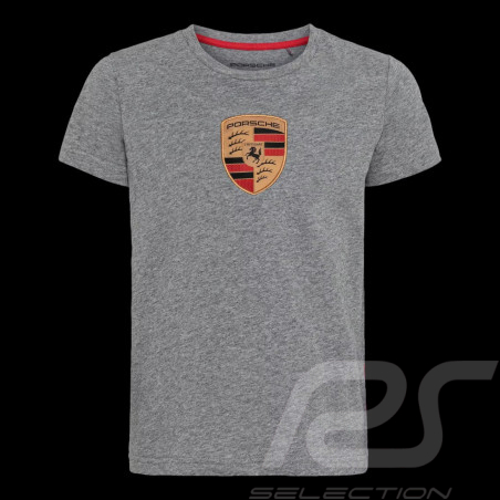 Kinder Porsche T-Shirt Wappen Grau Meliert WAP206RESS