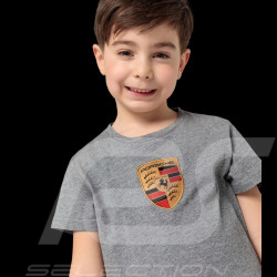 Kinder Porsche T-Shirt Wappen Grau Meliert WAP206RESS