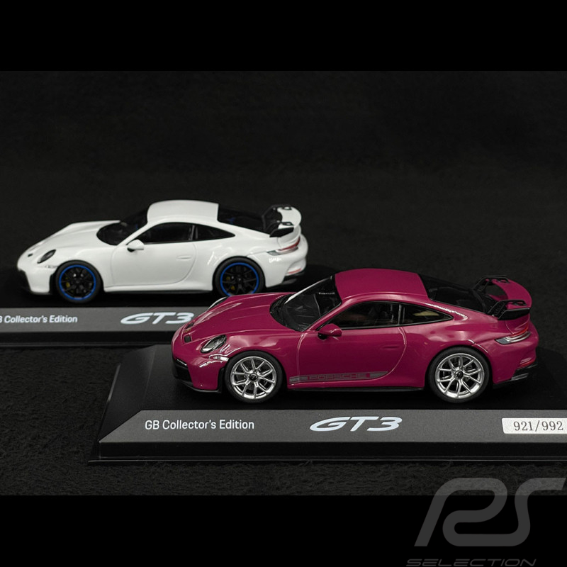 Duo Porsche 911 GT3 Type 992 RHD 2021 Ruby Red / Carrara White 1/43 Minichamps WAP0202710RGT3 / WAP0202720RGT3