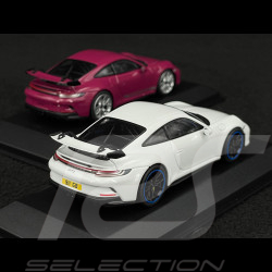 Duo Porsche 911 GT3 Type 992 RHD 2021 Rouge Rubis / Blanc Carrara 1/43 Minichamps WAP0202710RGT3 / WAP0202720RGT3