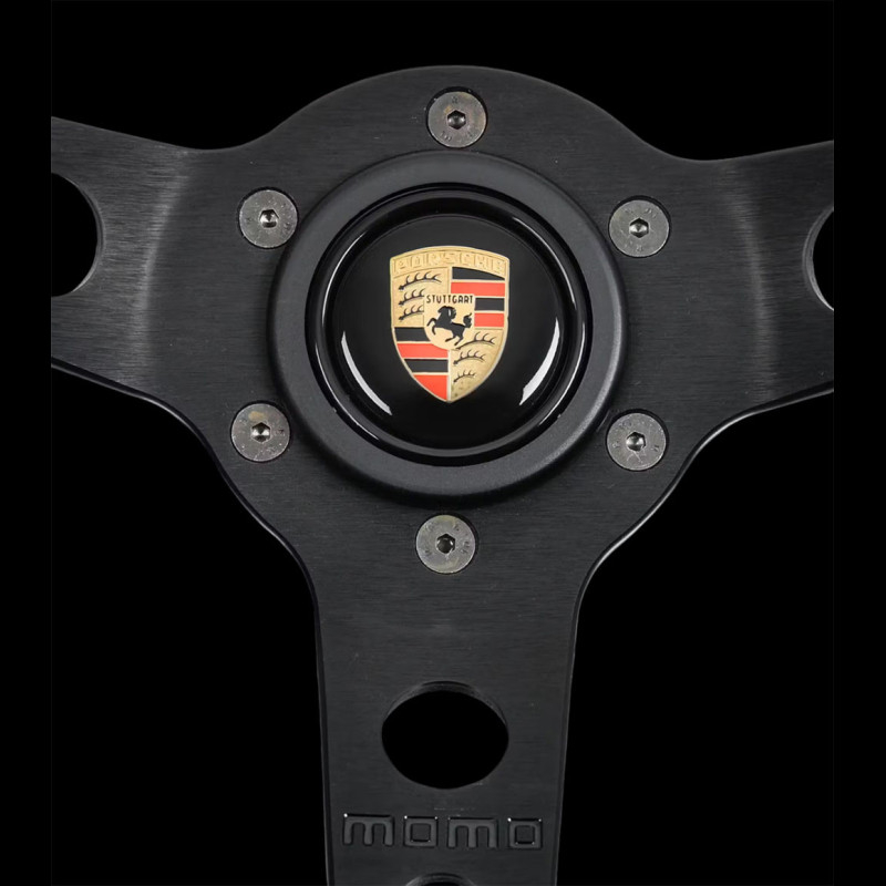 Volante Sportivo Mountney M32 320mm 3 Raggi Nero Anodizzato Con Pulsante Clacson - 4
