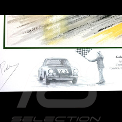 Porsche Poster 911 Francorchamps 1967 " Victoire pour un fil " autographed