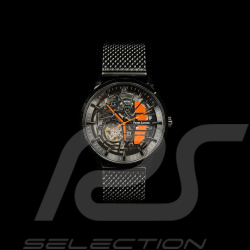 Pierre Lannier Automatic Watch Paddock Made in France Metal bracelet Black / Orange 338A459