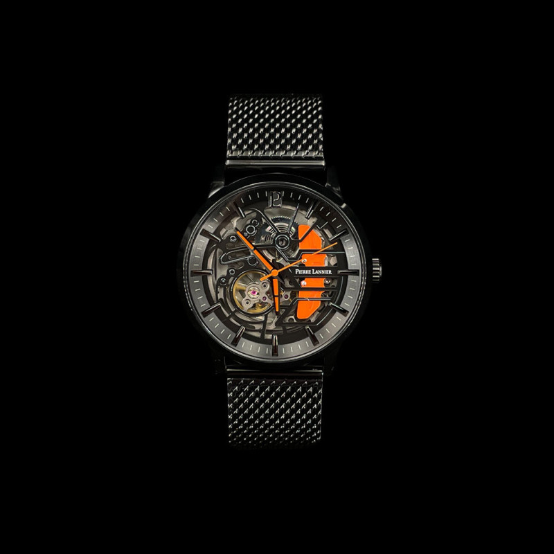 Paddock Automatic Watch Black / Orange Metal bracelet Made in France ...