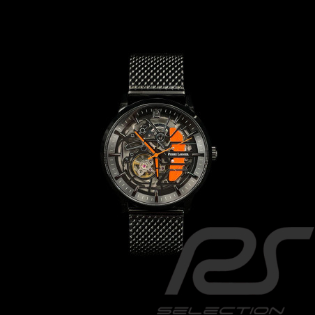 Montre automatique Pierre Lannier Paddock Fabriqué en France Bracelet Métal Noir / Orange 338A459