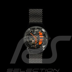 Montre automatique Pierre Lannier Paddock Fabriqué en France Bracelet Métal Noir / Orange 338A459