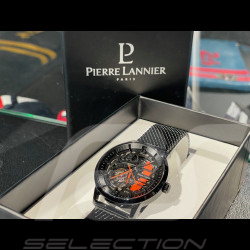 Pierre Lannier Automatic Watch Paddock Made in France Metal bracelet Black / Orange 338A459