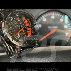 Pierre Lannier Automatikuhr Paddock Hergestellt in Frankreich Metallarmband Schwarz / Orange 338A459