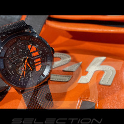 Pierre Lannier Automatikuhr Paddock Hergestellt in Frankreich Metallarmband Schwarz / Orange 338A459