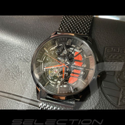 Pierre Lannier Automatic Watch Paddock Made in France Metal bracelet Black / Orange 338A459